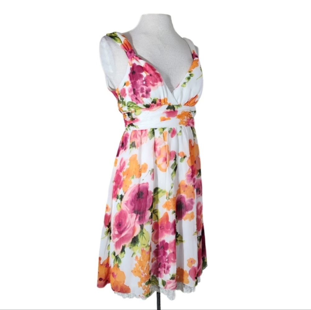 Speechless Dress Floral Y2K Sleeveless A-Line Sash Tie Back Pink Size 7
